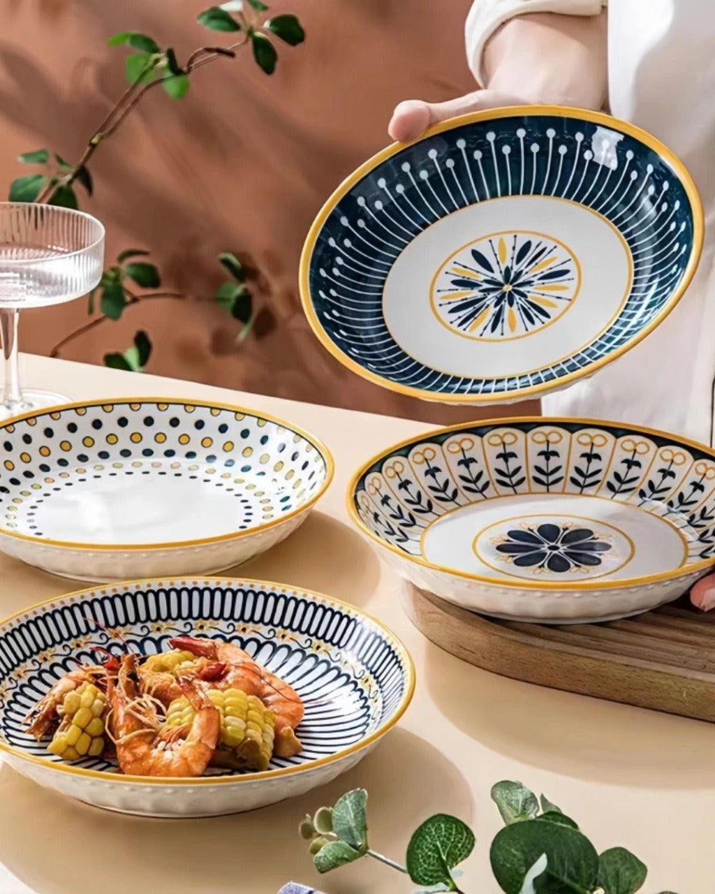 4 Pratos de Cerâmica em Relevo 8 Polegadas Design Japonês Loja Online de Mesa Posta Home Gaju