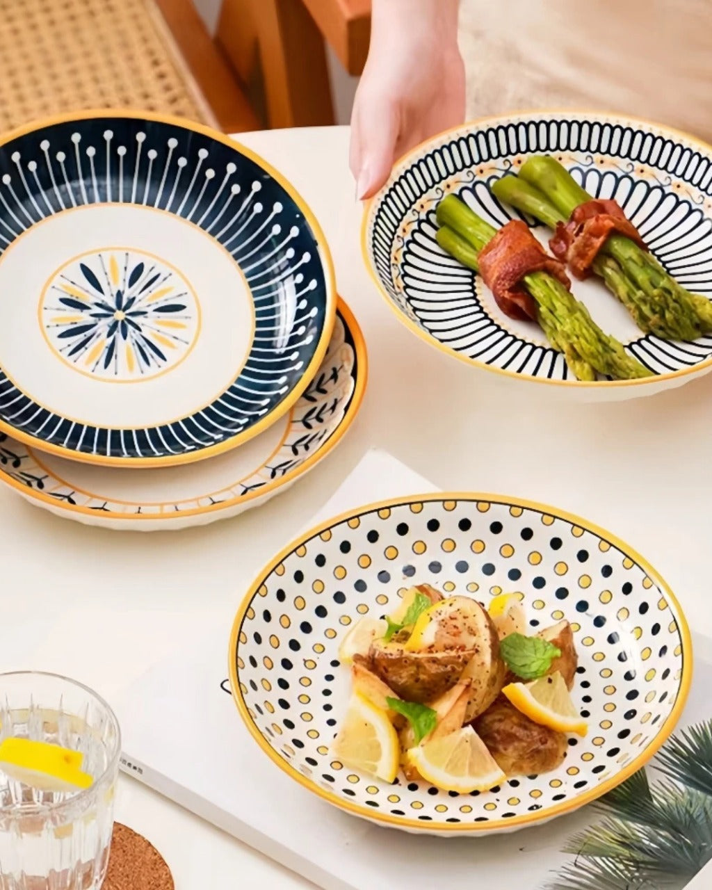 4 Pratos de Cerâmica em Relevo 8 Polegadas Design Japonês Loja Online de Mesa Posta Home Gaju