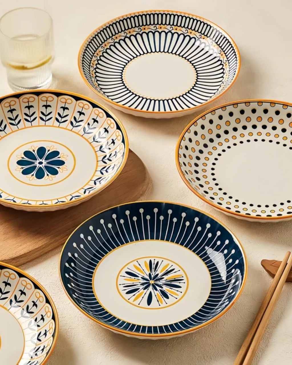 4 Pratos de Cerâmica em Relevo 8 Polegadas Design Japonês Loja Online de Mesa Posta Home Gaju