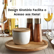 Bandeja Giratória de Madeira Multiuso – Prato Giratório para Cozinha e Mesa de Jantar Home Gaju