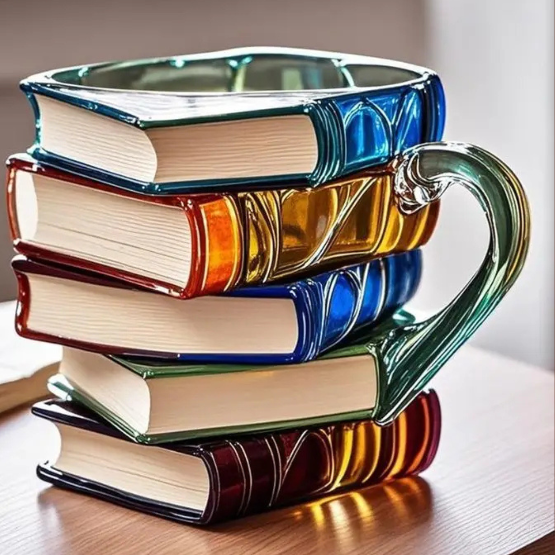 Caneca Livro em Resina 3D Pintada Criativa 300ml para Café e Chá | Home Gaju