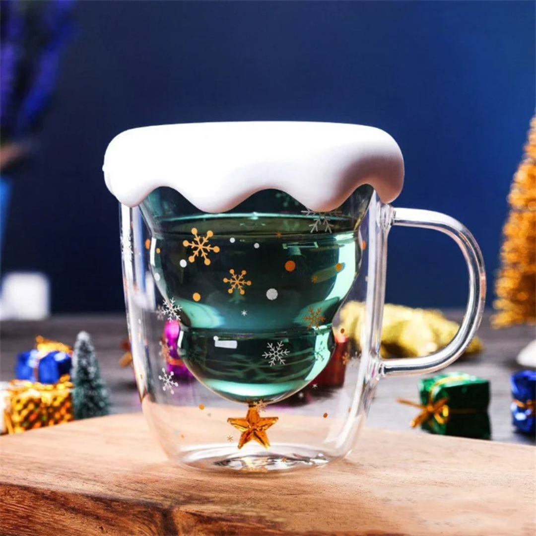 Caneca de Natal 300ml sob madeira