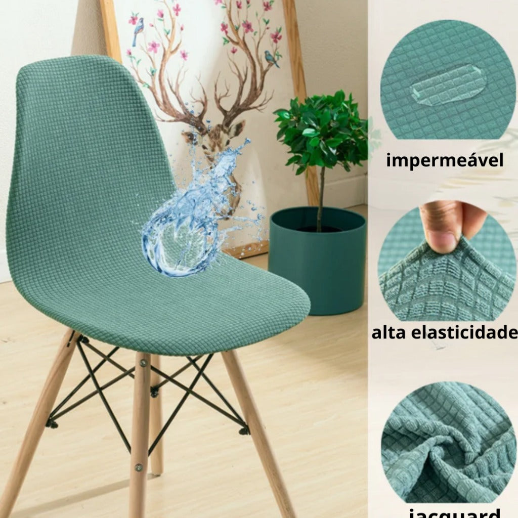 Capa de Cadeira Jacquard à Prova d'Água Curta e Ajustável para Sala de Jantar ou Festa | Home Gaju