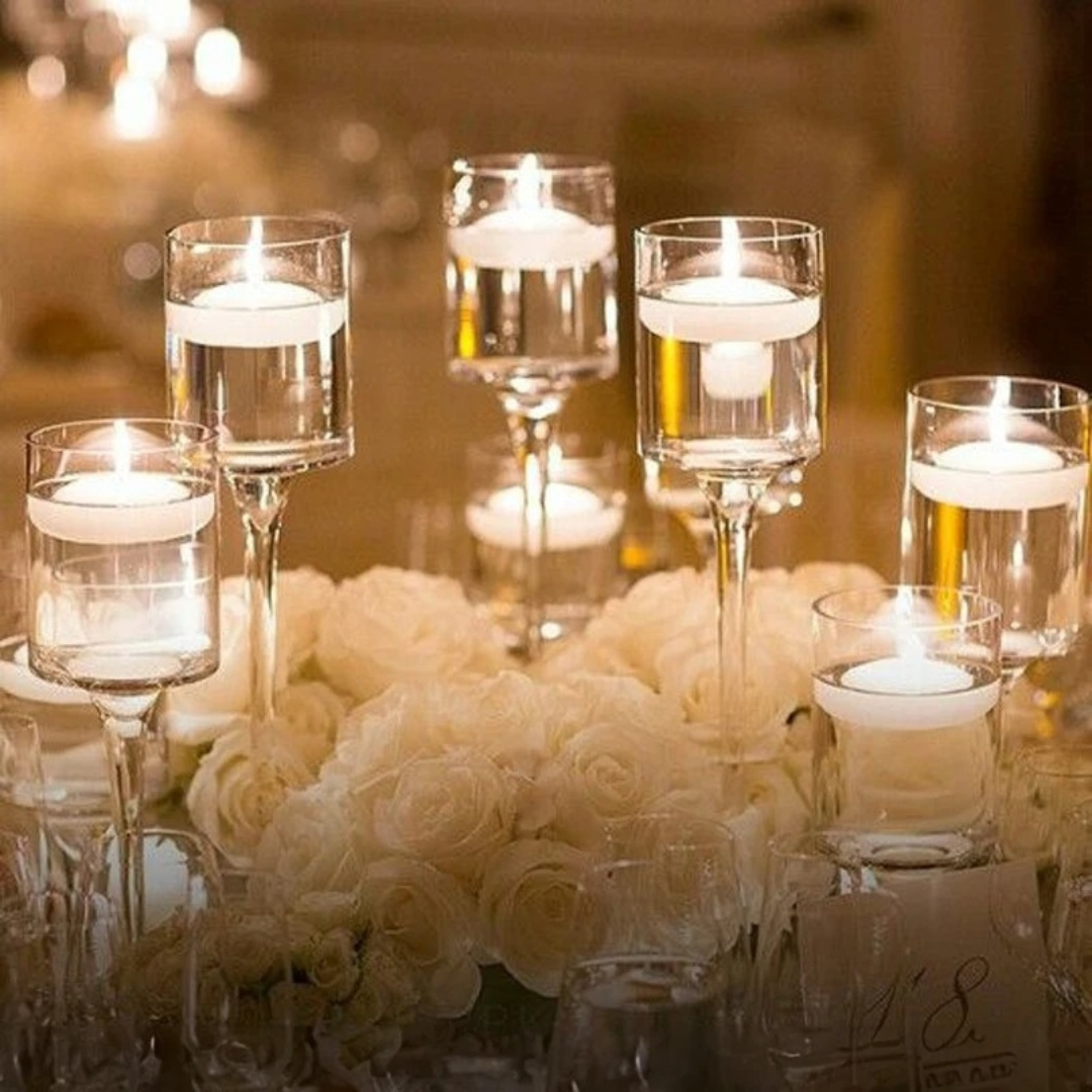 Conjunto 3PCS Porta-Velas de Vidro - Castiçais Elegantes para Decoração de Mesa e Festas | Home Gaju