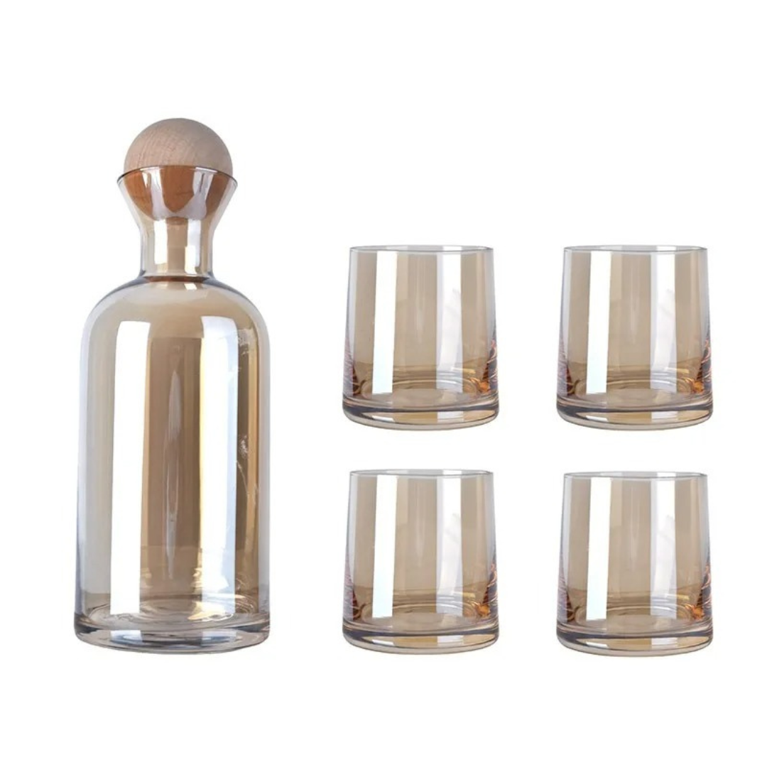 Conjunto de Garrafa e 4 Copos de Vidro Colorful – Resistentes ao Calor | Home Gaju Loja Online
