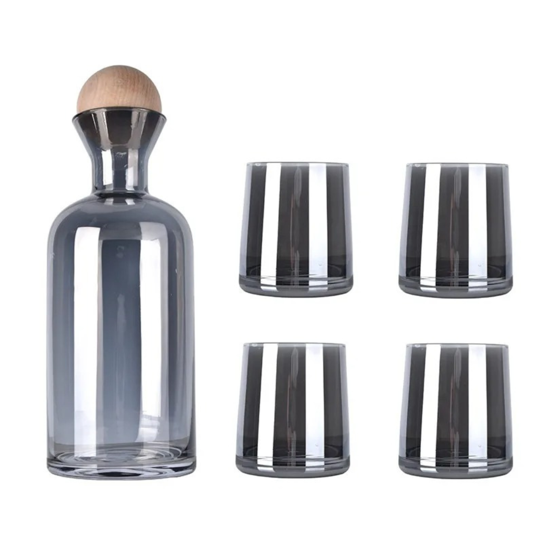 Conjunto de Garrafa e 4 Copos de Vidro Colorful – Resistentes ao Calor | Home Gaju Loja Online