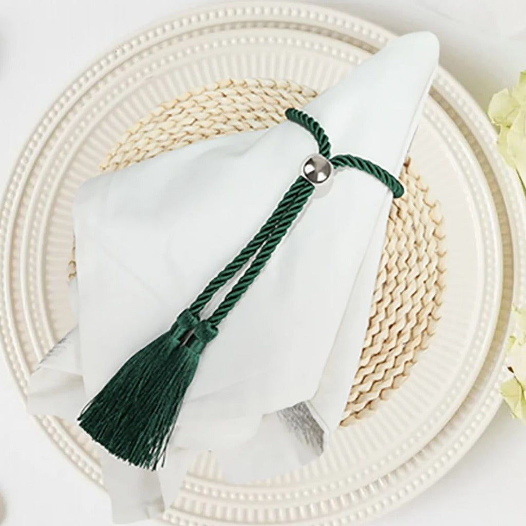 Conjunto de Anéis com 4 peças para Guardanapo com Borla para Mesa Posta | Home Gaju