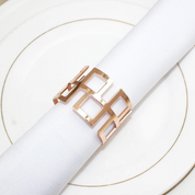 Conjunto de Anéis Para Guardanapos com Design de Quadrados Vazados - 6 Peças em Metal  Home Gaju