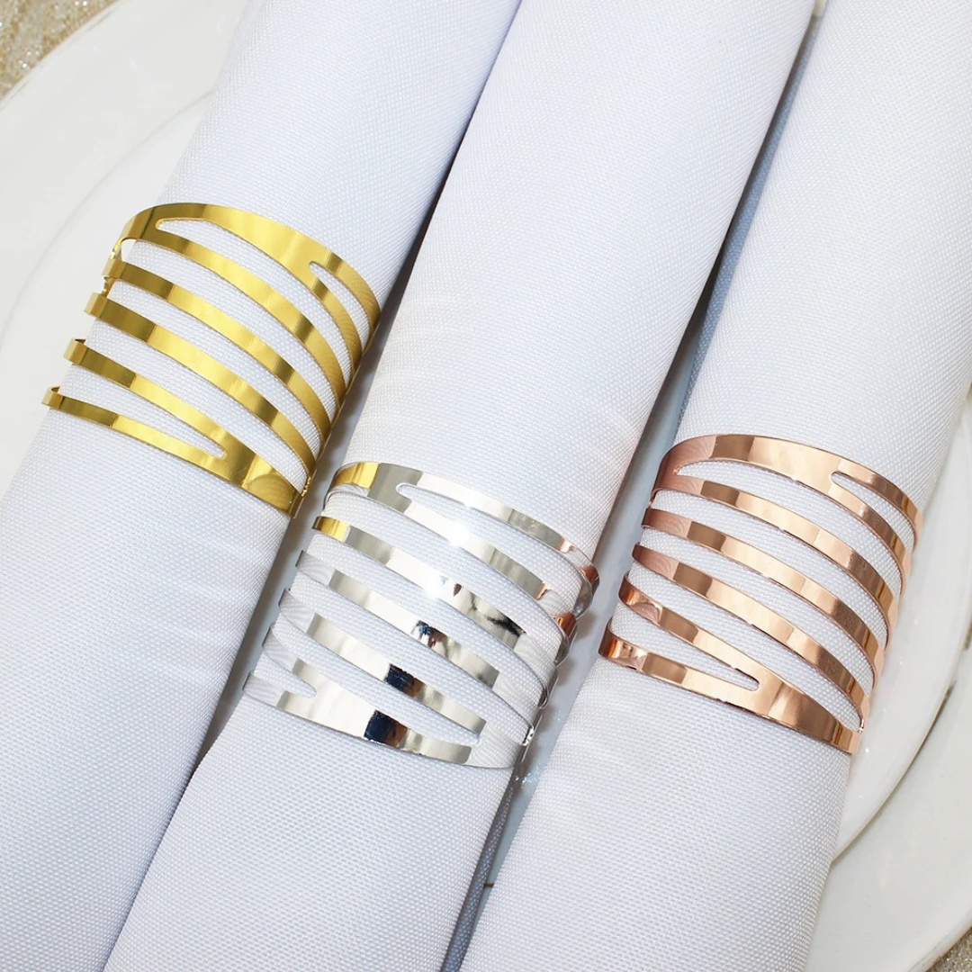 Conjunto de Anéis para Guardanapos Classic 20 Unidades, Dourado, Prata e Rose Gold  Home Gaju Loja de Mesa Posta