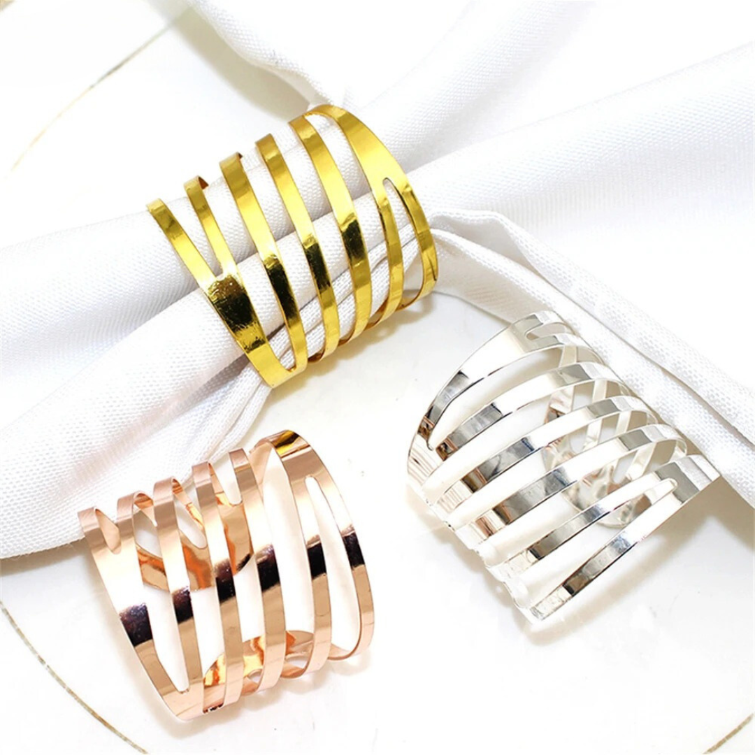 Conjunto de Anéis para Guardanapos Classic 20 Unidades, Dourado, Prata e Rose Gold  Home Gaju Loja de Mesa Posta