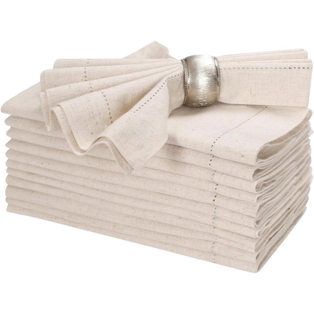Conjunto de Guardanapos de Linho com Bainha | 12 Peças, Laváveis, Alta Qualidade Loja de Mesa Posta Home Gaju