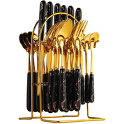 Conjunto de Talheres Marmorizado 24 Pcs em Aço Inoxidável | Home Gaju Loja online talheres de luxo