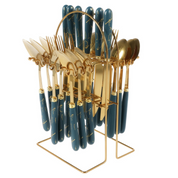 Conjunto de Talheres Marmorizado 24 Pcs em Aço Inoxidável | Home Gaju Loja online talheres de luxo