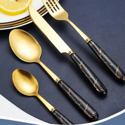 Conjunto de Talheres Marmorizado 24 Pcs em Aço Inoxidável | Home Gaju Loja online talheres de luxo