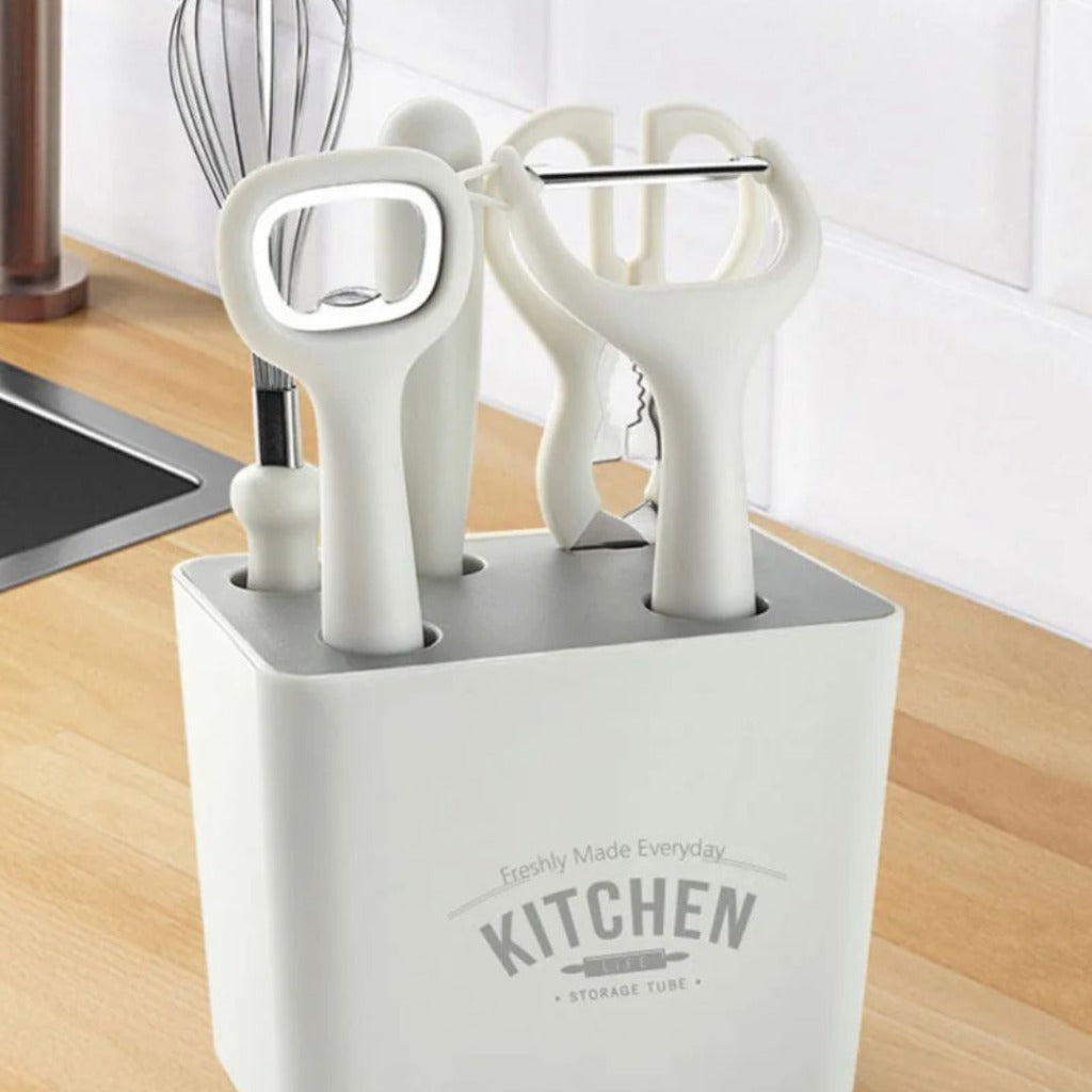 Conjunto de Utensílios de Cozinha em Aço Inoxidável, Descascador, Faca e Tesoura | Loja Online Home Gaju