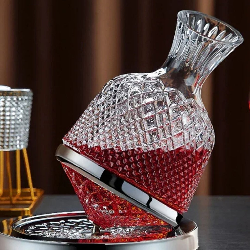 Copo Decantador Rotativo 360º de Vidro Cristal 1,5L Aerador e Dispensador de Vinho | Mesa Posta