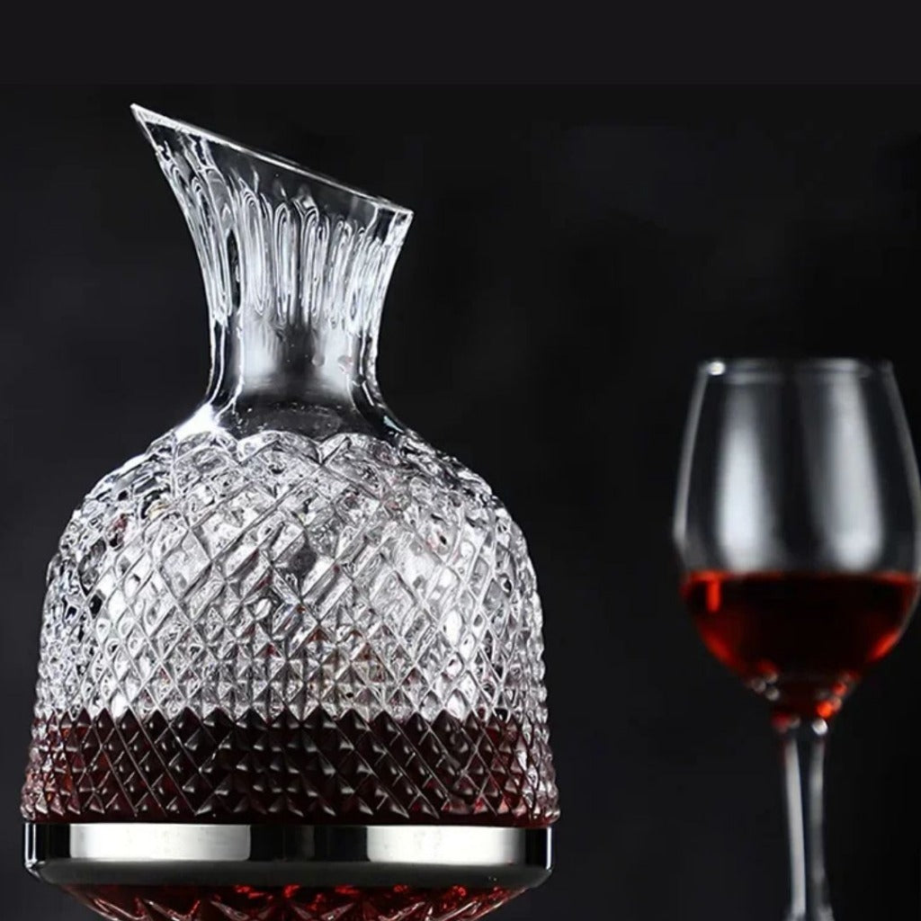 Copo Decantador Rotativo 360º de Vidro Cristal 1,5L Aerador e Dispensador de Vinho | Mesa Posta