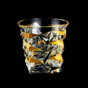Copos de Uísque Gold Line – Cristal Dourado para Whisky, Cerveja e Coquetéis | Home Gaju