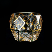 Copos de Uísque Gold Line – Cristal Dourado para Whisky, Cerveja e Coquetéis | Home Gaju