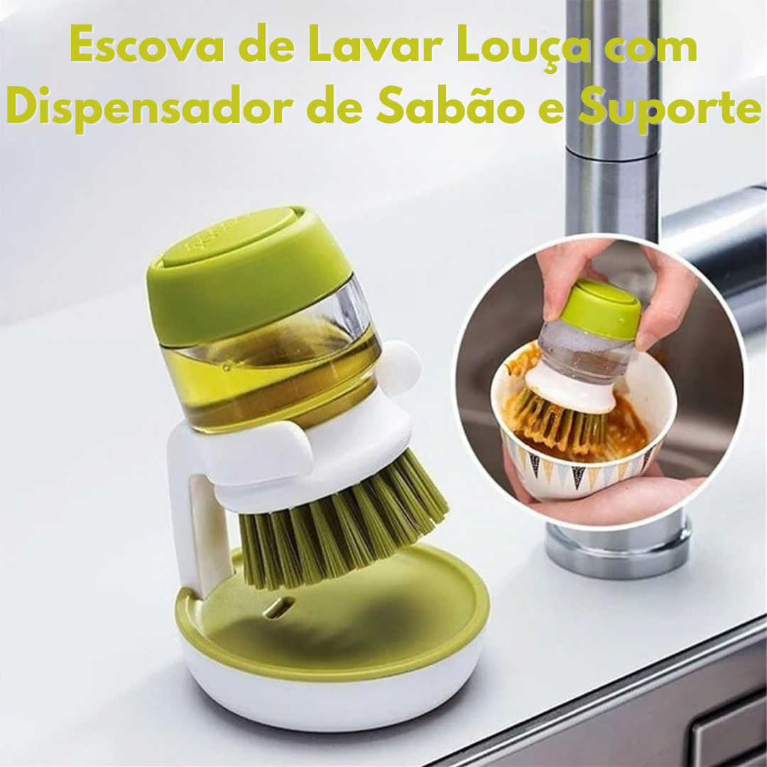 Escova de Lavar Louça com Dispensador de Sabão e Suporte Loja de Utensílios de Limpeza Home Gaju