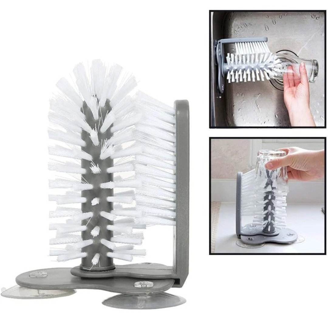 Escova de Limpeza de Garrafas com Base de Sucção – Ideal para Copos e Garrafas de Água | Home Gaju