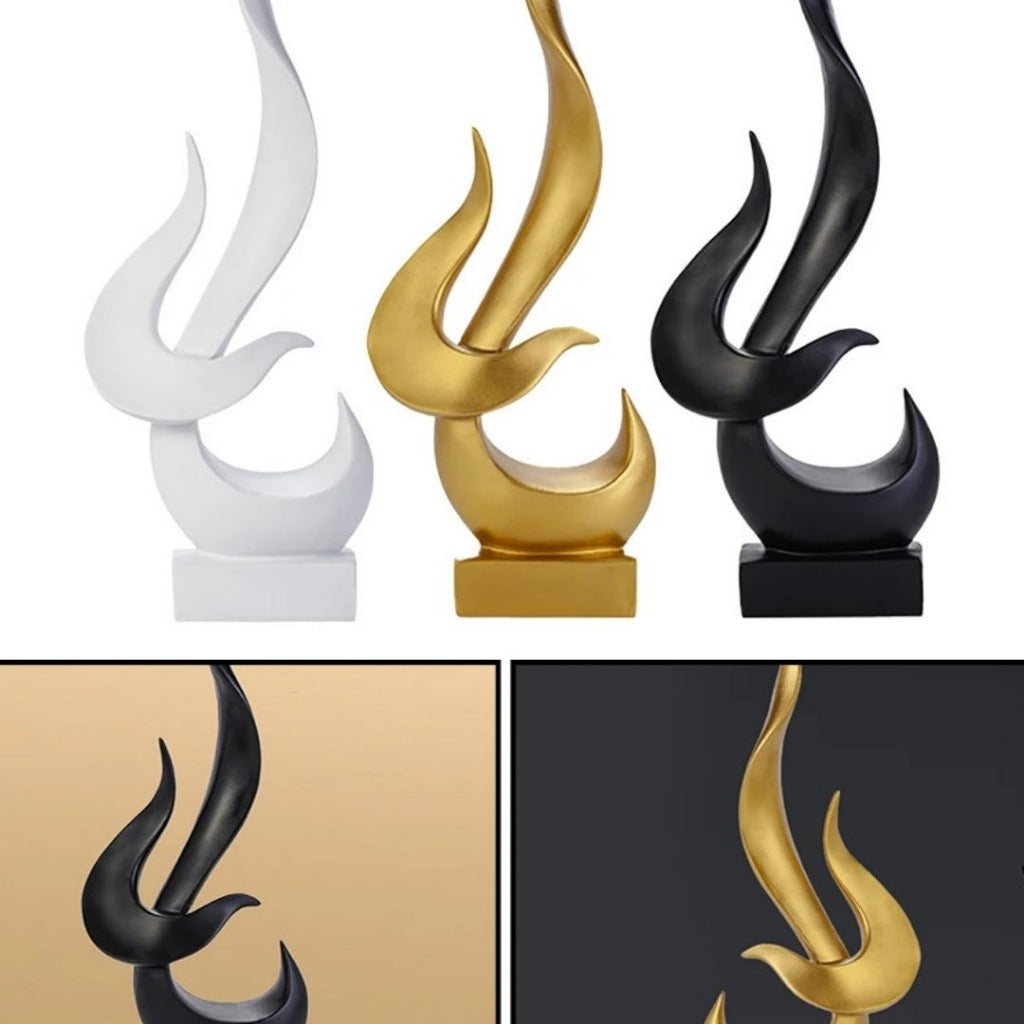 Escultura Decorativa de Chama Abstrata em Resina | Home Gaju