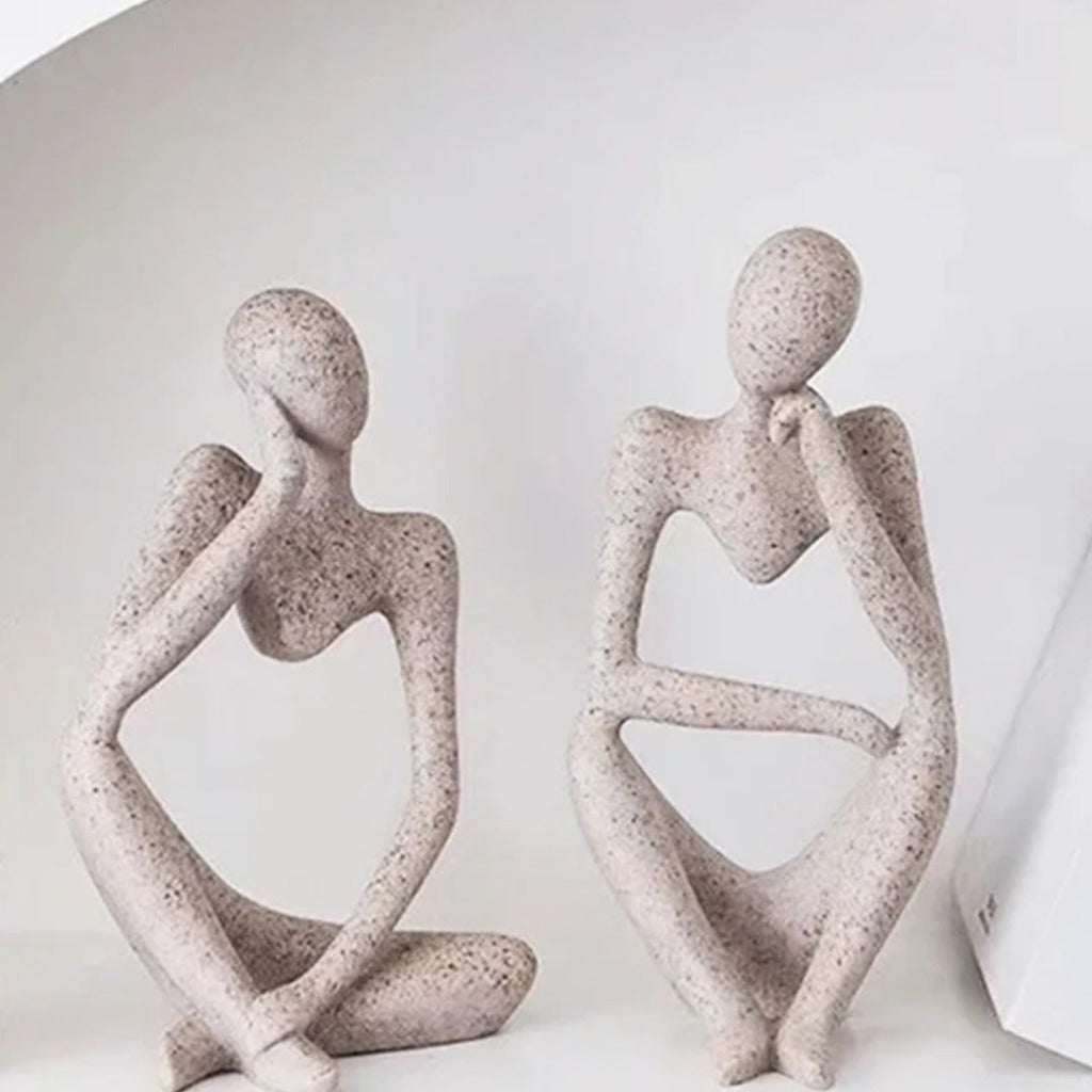 Escultura O Pensador Abstrato Cor Areia para Decoração de Sala e Escritório | Home Gaju