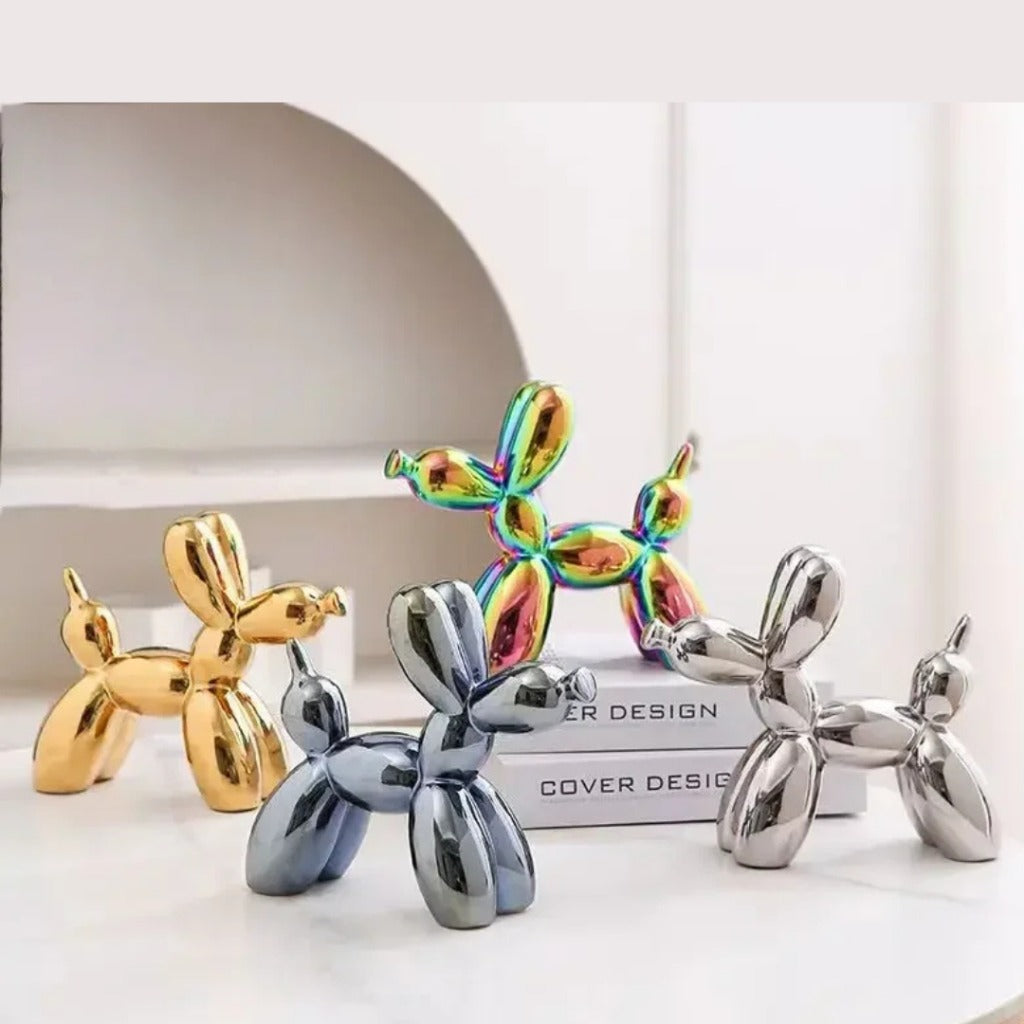 Escultura de Cachorro Balão em Cerâmica Decoração Moderna para Sala e Escritório | Home Gaju