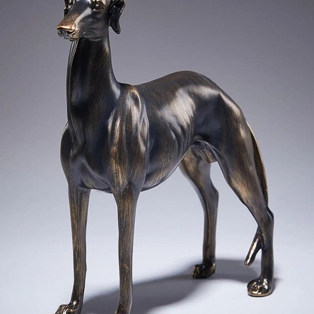 Estátua de Cachorro Galgo em Resina Decoração Elegante para Sala ou Escritório | Home Gaju