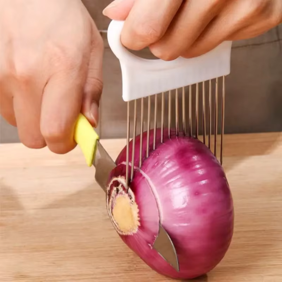 Fatiador de Cebola em Aço Inoxidável – Suporte para Cortes Rápidos e Precisos de Vegetais | Home Gaju