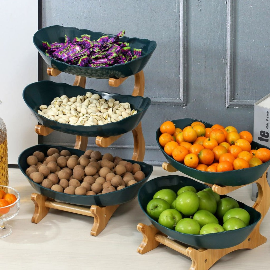 Fruteira com 2 ou 3 Camadas Estrutura em Bambu para Mesa Organizada | Home Gaju Loja Online de Organizadores de Cozinha