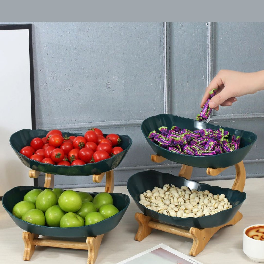 Fruteira com 2 ou 3 Camadas Estrutura em Bambu para Mesa Organizada | Home Gaju Loja Online de Organizadores de Cozinha