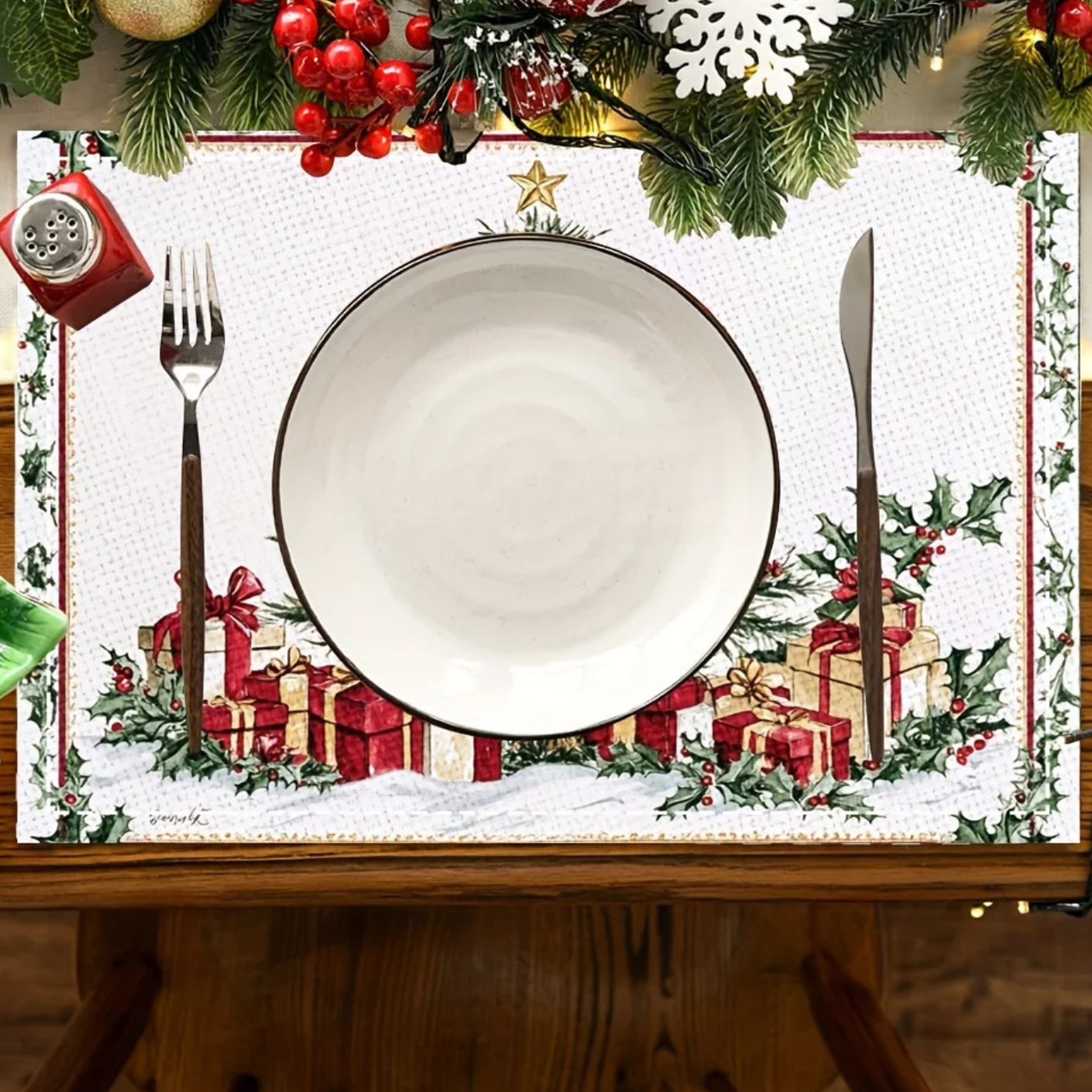 Jogo Americano de Natal Quebra-Nozes mesa posta uma pessoa