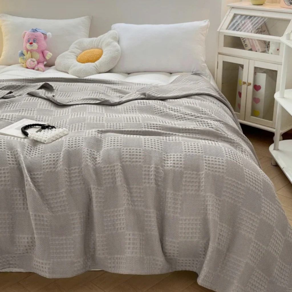 Manta de Algodão Waffle Macia e Respirável para Cama e Sofá | Home Gaju