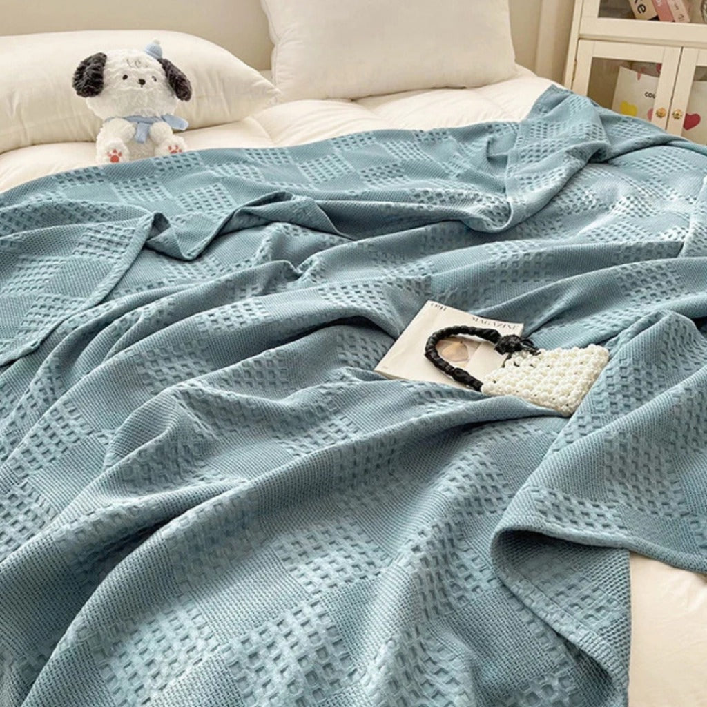 Manta de Algodão Waffle Macia e Respirável para Cama e Sofá | Home Gaju