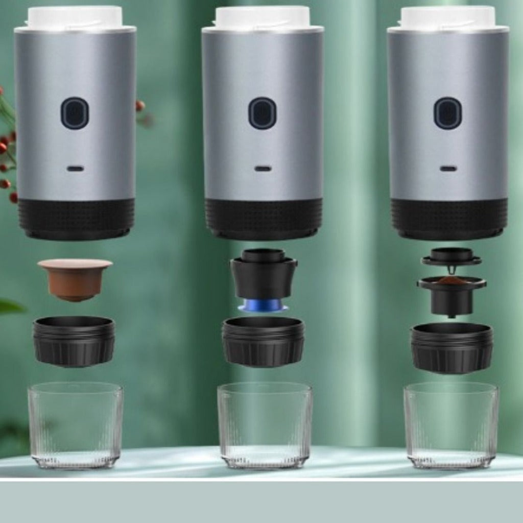 Máquina de Café Expresso Portátil Elétrica 3 em 1, Cápsulas e Pó, Sem Fio, Ideal para Carro, Casa e Viagem | Home Gaju