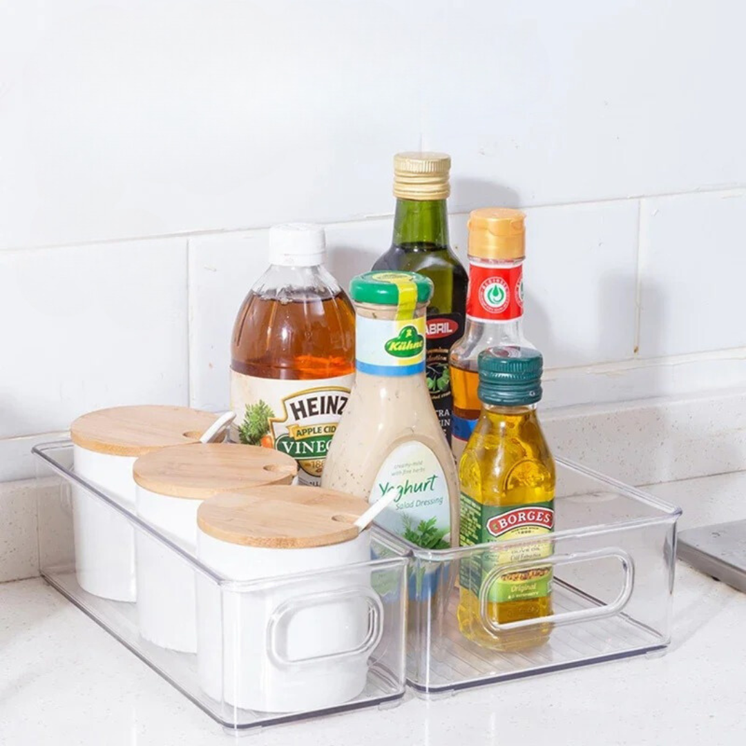 Organizador de Geladeira Empilhável com Alça Caixa de Armazenamento Transparente PET Loja de Organizadores para Casa Home Gaju