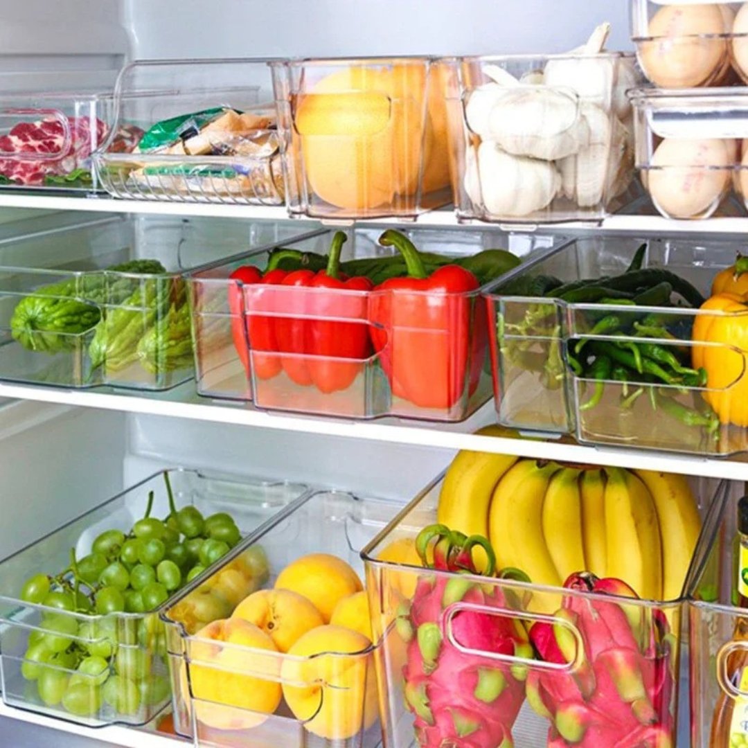 Organizador de Geladeira Empilhável com Alça Caixa de Armazenamento Transparente PET Loja de Organizadores para Casa Home Gaju