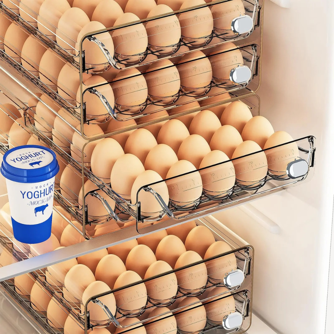 Porta-Ovos Organizador de Geladeira Transparente – Caixa de Armazenamento Transparente | Home Gaju