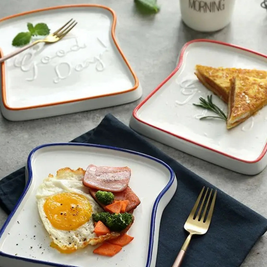 Prato de Cerâmica em Formato de Pão Ideal para Café da Manhã e Sobremesas Loja Online de Mesa Posta Home Gaju