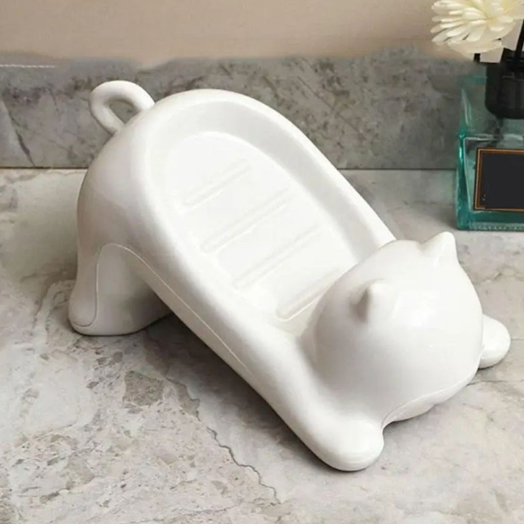Saboneteira Gato com Dreno Criativo para Banheiro | Home Gaju
