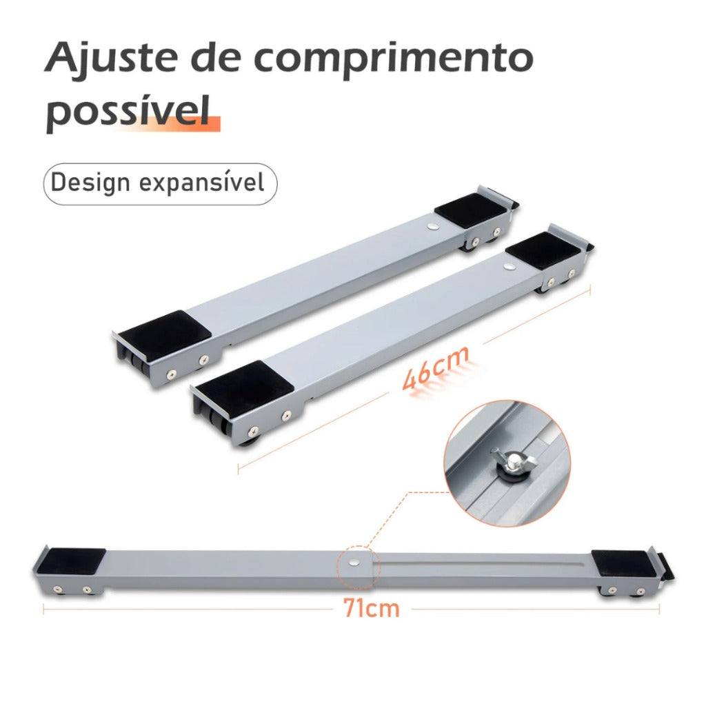 Suporte Móvel com Rodinhas Ajustável para Geladeira Máquina de Lavar e Móveis | Home Gaju