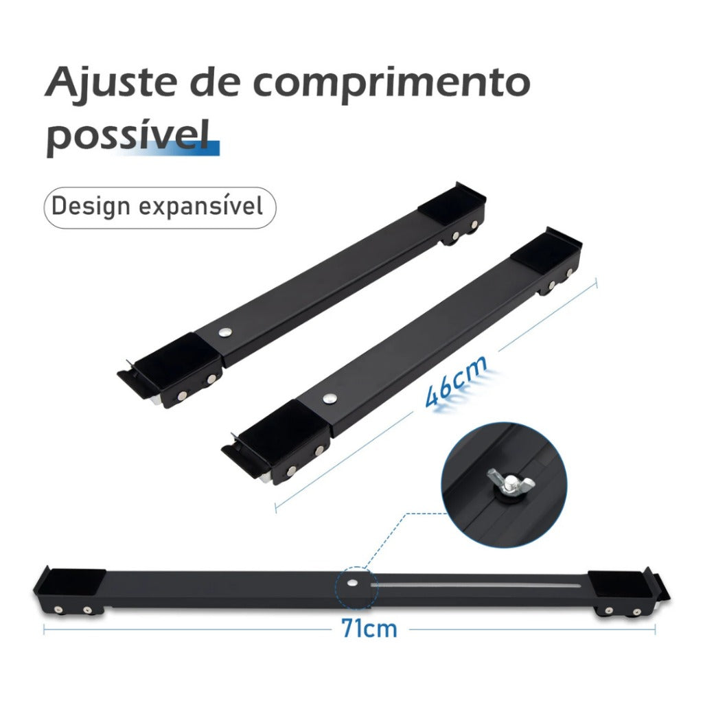 Suporte Móvel com Rodinhas Ajustável para Geladeira Máquina de Lavar e Móveis | Home Gaju