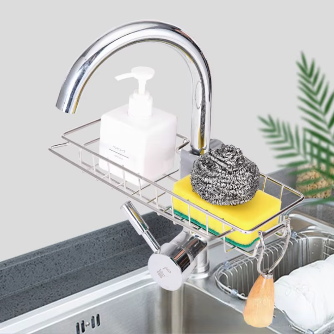 Suporte de Cozinha em Aço Inoxidável – Organizador para Esponja, Sabão, Toalha e Acessórios | Home Gaju