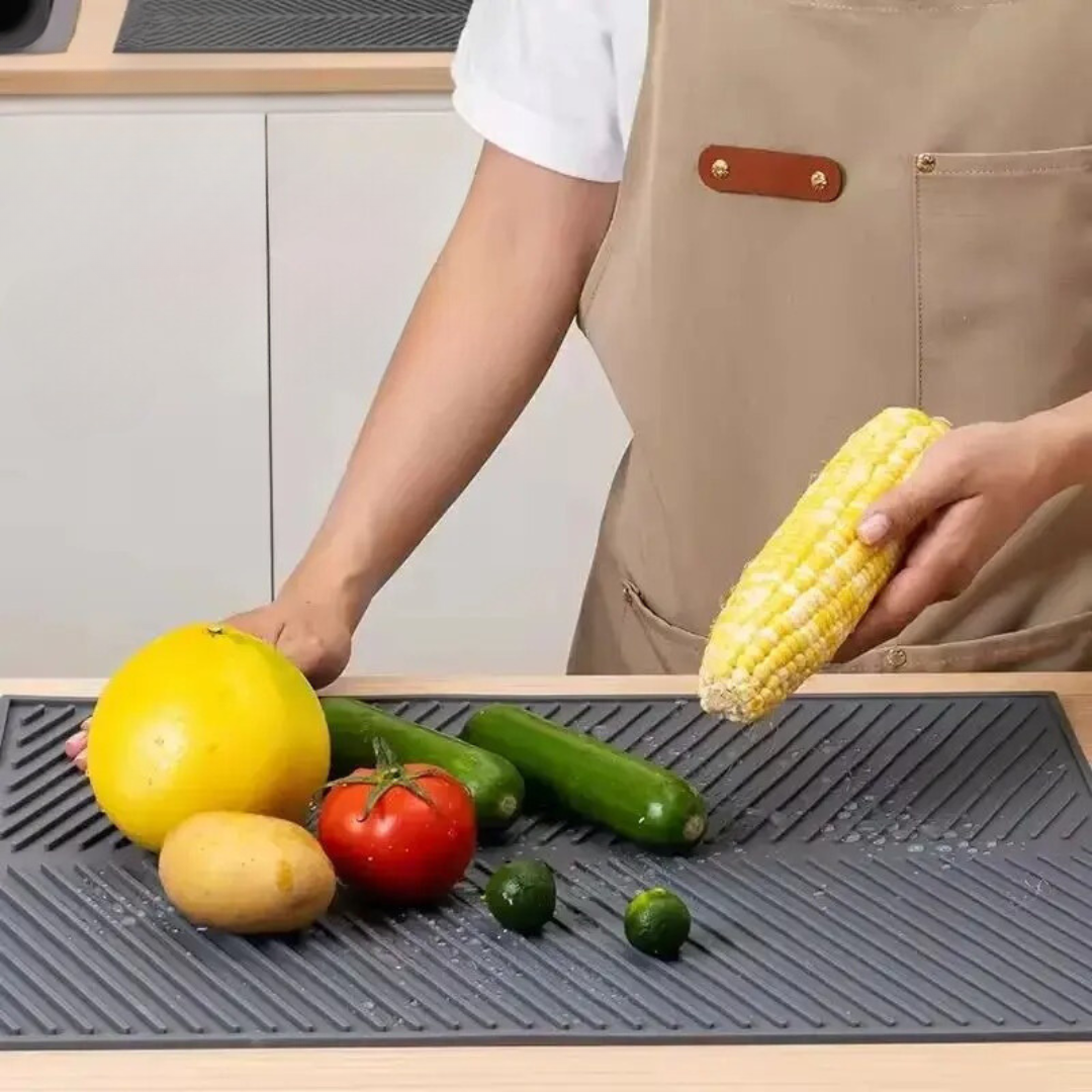 Tapete de Silicone Antiderrapante para Cozinha - Secagem Rápida e Dreno de Talheres | Home Gaju