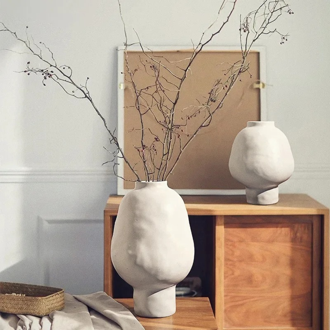 Vaso de Cerâmica com Padrão de Martelo | Decoração Criativa para Arranjos de Flores | Home Gaju