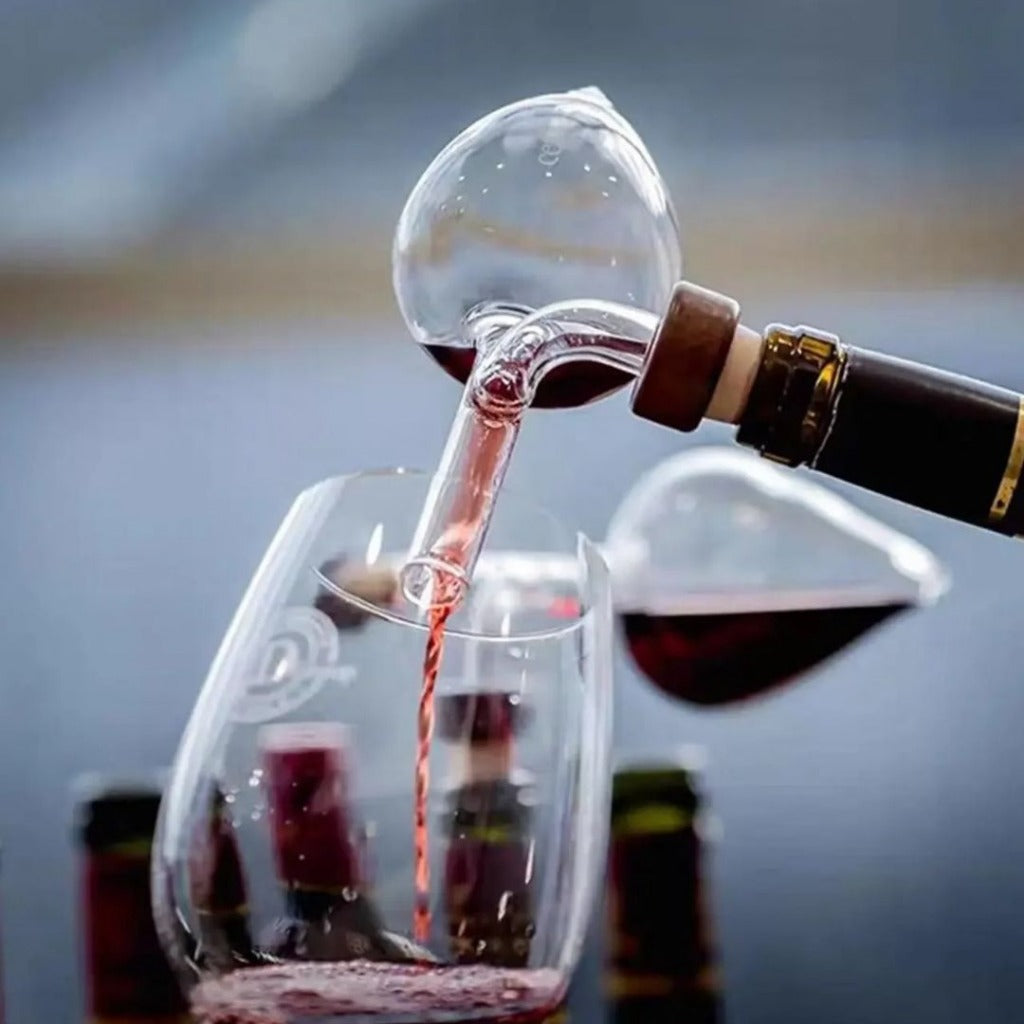 Aerador de Vinho Tinto em Vidro - Redondo e Pêssego, Decantador Portátil e Distribuidor | Home Gaju