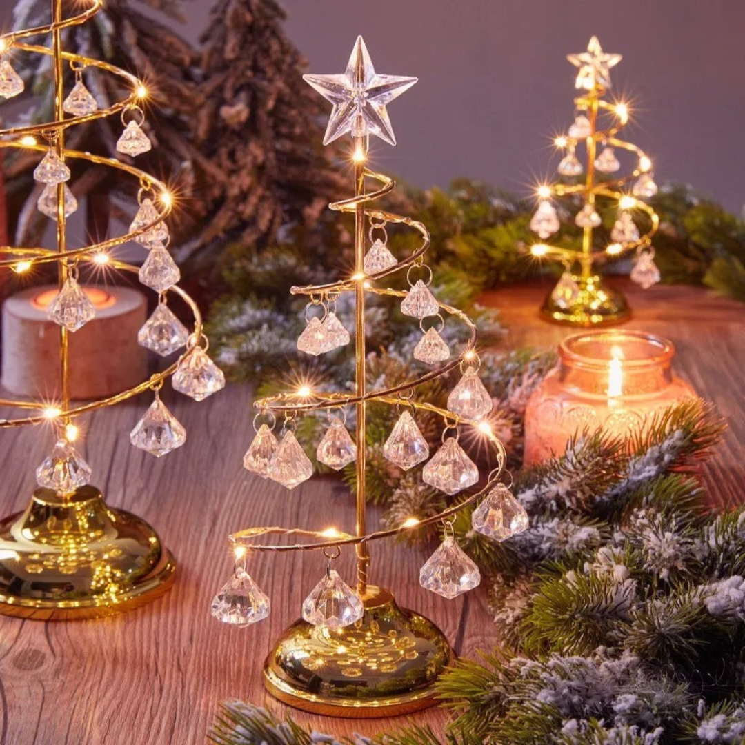Árvore de Natal em Metal Iluminada com Luzes e Pingentes - Decoração Natalina para Mesa | Home Gaju