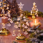 Árvore de Natal em Metal Iluminada com Luzes e Pingentes - Decoração Natalina para Mesa | Home Gaju