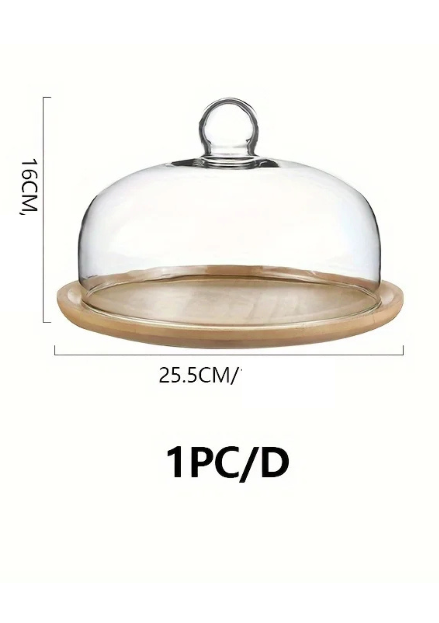 Dimensões da Bandeja de Bolo em Bambu Decorativa, tamanho grande